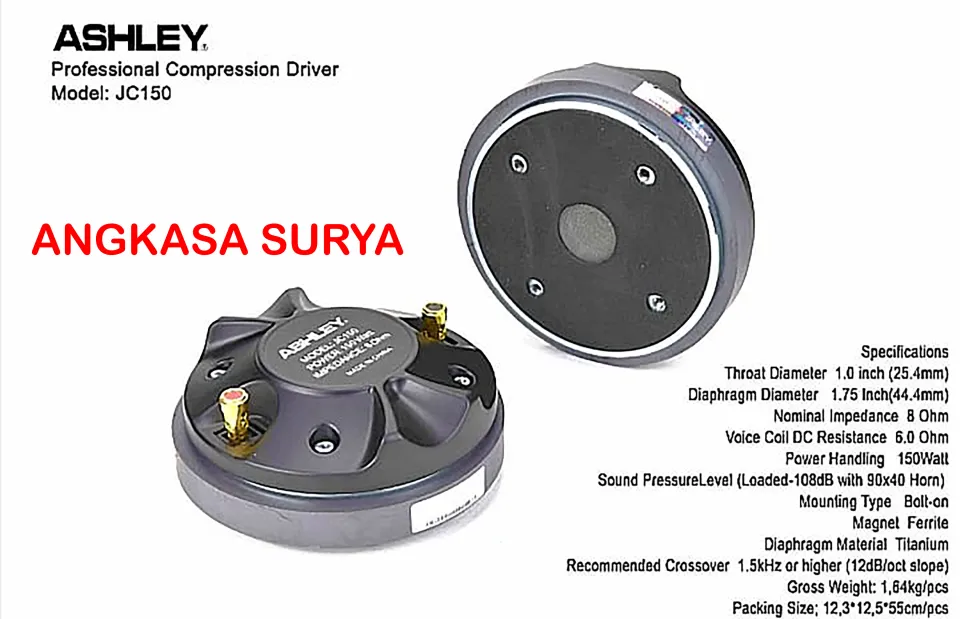 Driver Tweeter ASHLEY JC150 JC 150 ORIGINAL Model Baut Voice