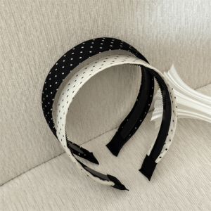 GURUNGMANI Non-Slip Polka Dot Headband Cloth And Plastic Black White Hair Hoop Casual Hair Band Women