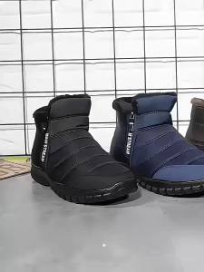Mens Snow Boots Warm Zipper Ankle Boots 2026 Winter Plush Slip on Sneakers Non Slip Cotton Shoes Plus Size Waterproof Men Boots2026