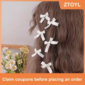 【ZTOYL】 10PCS Bowknot Hair Clips Sweet Ballet Ribbon Bow Hairpins Bang Clip Korean Girls Mini Grabs Clips Headwear Hair Accessories