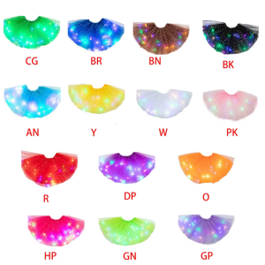 Trẻ Em Cô Gái ngôi sao lấp lánh Sequins múa ba lê váy tutu đèn LED up Neon Đầy Màu Sắc Vải Tuyn váy ngắn sân khấu bữa tiệc Trang Phục