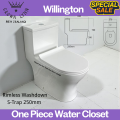 Crown Lynn Willington One Piece Water Closet Rimless Washdown S-Trap 250mm Come with PP Soft Close Seat Cover. 
