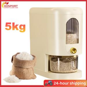 【HOSPORT】5/10KG Automatic Rice Dispenser Insect-Proof Rice Storage Organizer Keep Dry Fresh Rice Storage Container Large Capacity