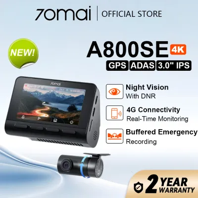 【NEW】70mai Dash Cam 4K A800SE Dashcam Dual-Vision 30 FPS Car Camera RC22 WiFi Car Camera APP Control Built-in GPS Dashcam With 4G Connection