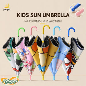 Aoduoyaya Childrens Safety Umbrella Black Coating UV Protection Auto Open Cartoon Rain Sun Umbrella for Kids