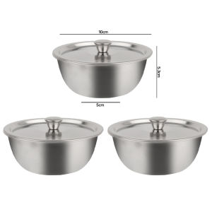 YESPERY 304 Stainless Steel Steamed Egg Bowl With Lids Fruit Salad Dessert Soup Bowl Tableware Ramekin Pudding Container Baking Mini Pot