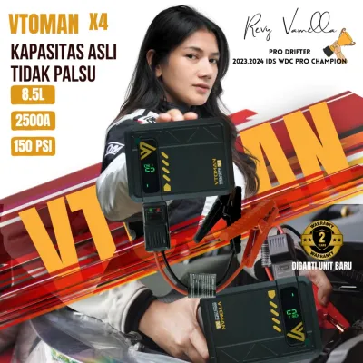 Vtoman X4 Jumper Aki Mobil 10000mAh Portable Car Jump Starter Powerbank Jumper Aki mobil dan Motor Pompa Ban Elektrik Mini
