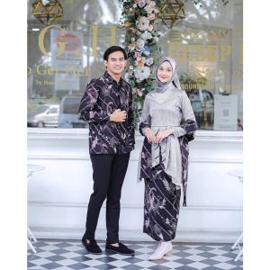 Batik Couple Kondangan dan Kebaya Laffeya Mauve Baju Lamaran Wisuda Elegan