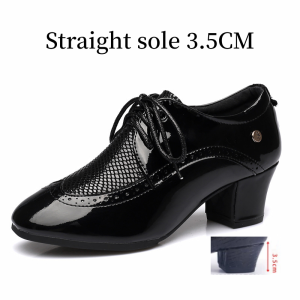 Female Middle School Heel Latin Dance Super Fiber Shiny Leather Lacquer Leather Square Dance Shape Dance Shoes Gitba