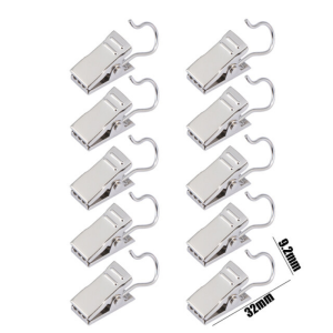 🔥In Stock🔥10pcs Stainless Steel Curtain Clip Hook Anti-rust Durable Home Shower Curtain Hook Clip Home Window Accessories