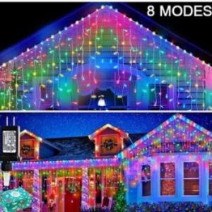 Twinkle Star 128 LED Elk Star Curtain String Lights Curtain String Light for Wedding Party Home Garden Bedroom Outdoor Indoor Wall Warm White colourful