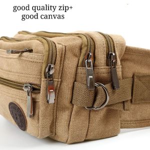 Canvas Cotton Multi-Compartments Men Waist Bag