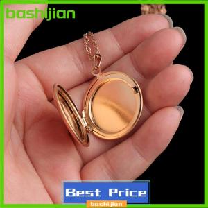 bashijian Stainless Steel Photo Locket Necklace 3 Colors Open Round Pendant Necklaces