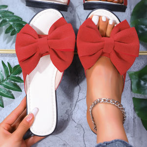 [Free Shipping] Plus-Size WomenS One-Strap Bow-Knot Wedge Sandals 2026 New Style Casual Platform Sandals