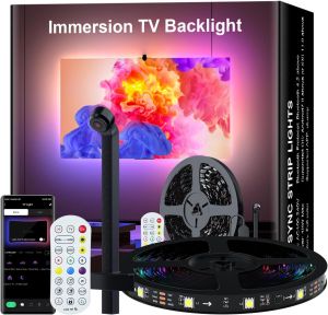 Smart TV Backlight with AR Sensor Music Sync RGBIC Strip Lights for TV Screen Atmosphere light 3.8m for 55 inch TVs