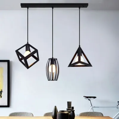 Ceiling Light Modern Industrial 3 Heads Pendant Light Geometric Chandelier Decorative Hanging Light Iron Lampshade for Restaurant Living Room Bedroom Bar Counter Cafe