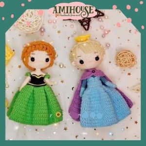 Búp bê Elsa Anna công chúa bằng len móc handmade búp bê len cotton cao cấp an toàn cho bé gái – Ami House