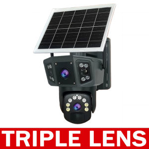 【Free 4G sim card】TOPA Three Lens Solar CCTV Camera No Wifi Needed Outdoor Wireless IP Camera Triple Screens Surveillance Color Night Vision Two-Way Voice IP Security Smart Camera Monitor