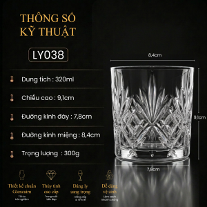 Ly Thủy Tinh Tumbler - Diamond Cut | 315ml | [LYNOIR_LY038]
