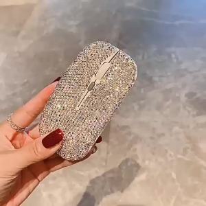 with Free Gift ! Fashions Inlaid Diamond Wireless Mouse 2.4G Dual Mode Rechargeable Mouse for IPad PC Laptop Computer Mouse Adjustable DPI