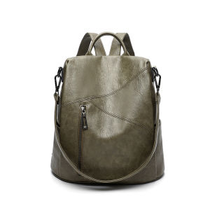 Green Backpack Women Urban Bags Vintage Leather Backpacks Waterproof Large Pocket Backbag Business Female Travel Bag Anti-theft