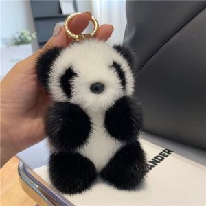 DOWNA Phim hoạt hình Móc khóa gấu trúc Đồ nhồi bông Đang treo Móc khóa ba lô Bền bỉ Người bạn đồng hành dành cho nam và nữ