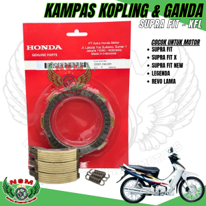 Paket Kopling 5 item Kampas Kopling Supra fit new + Kampas Ganda + Mangkok Ganda + Karet Ganda + Rantai Keteng Lagenda / Supra fit / Revo Lama