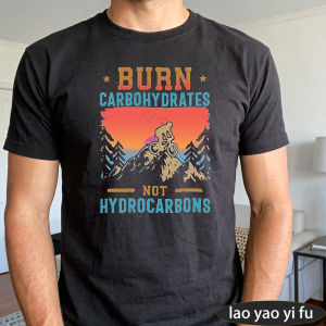 [Local Stock] HBESTY  Burn Carbohydrates Not Hydrocarbons Black Tee Eco Cycling Men Top Nutrition Humor T-Shirt Mountain Trail Shirt