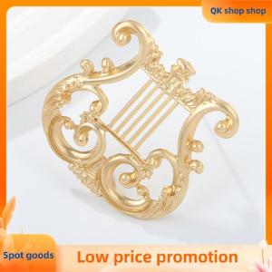 ✨QK shop✨ Fashion Classical Harp Gold Plated Matte Brooches For Women Clothing Coat Jewelry Accessries Gifts