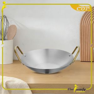 ONE-C1212 Wajan Penggorengan Stainless Steel Kuat Gagang Gold Anti Lengket / Wajan Premium Quality