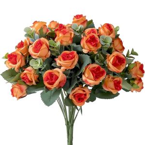 WAPKTY Bridal Bouquets Home Decoration Wedding Ornament Simulation Plants Leaves Floral Arrangement Artificial Eucalyptus Rose Lifelike Flowers