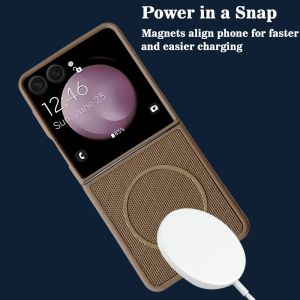 For Samsung Galaxy Z Flip 7 Case Luxury PU Matte Wireless Charging Protective Back Cover Case For Z Flip7 6 5 4 3 Shell