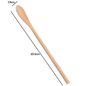 2PCS Wooden Stirring Spoon Japanese Natural Teaspoon Long Handle Small Spoon Ice Cream Honey Dessert Spoon Home Kitchen Tableware