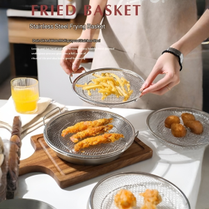 Japanese Stainless Steel Drain Plate Round Double Layer Oil Drain Pan Drain Pan Filter Oil Control Frying Pan with Filter不锈钢圆盘过滤网