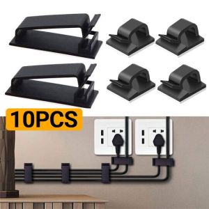 10 Pcs/Pack Cable Clamps Self-Adhesive Wire Holder Cord Management Line Cable Clip Wire Clip Storage Line Clip