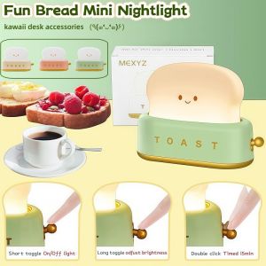 Mini Toast Table Lamp 3W Adjustable Light Energy Saving Lamp Bedroom Sleep and Study Night Light