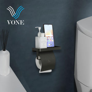 VONE Toilet Paper Tempat Tisu Gulung Kamar Mandi Black Grey Stainless HR-V03