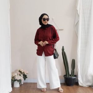 2.2 BIGSALE KEMEJA WANITA JUMBO POLOS LENGAN PANJANG XXXL LD120 KEKINIAN
