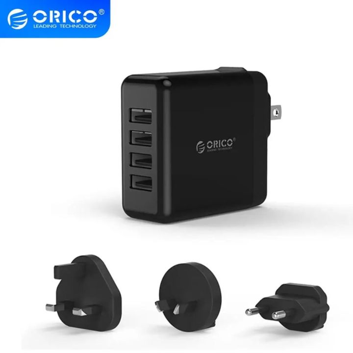 Orico Free 3pcs Adapter 4 Port Usb Travel Charger 5v 68a 34w Wall Charger With Converter Eu Uk 5764