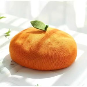 MILDPETAL Red Apple Beret Cap Breathable Orange Shaped Painter Hat Creative Soft Fruit Beret Autumn and Winter Warmth