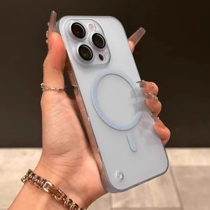 Frameless Ultra Thin for Magsafe Case for iPhone 17 16 11 12 13 14 15 Pro Max Glass Camera Protector Matte Shockproof PP Cover