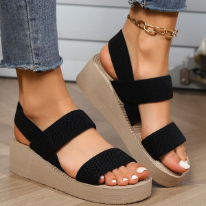 [Free Shipping] Womens Sandals New Summer Styles Korean Fashion Casual Thick-Soled Wedge-Heeled Roman Sandals.