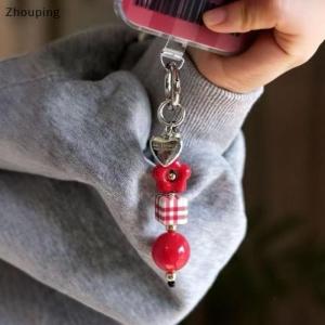 【ZP】Cute พวงกุญแจโทรศัพท์รูปดอกไม้การ์ตูนน่ารักสำหรับผู้หญิงกระเป๋าเครื่องประดับประดับลูกปัดหลากสี Y2K ของขวัญเครื่องประดับแฟชั่น