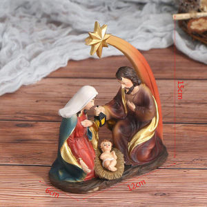[Hot deal] Catholic Christmas Figurines Jesus Birth Manger Crafts Decor Christ Ornaments