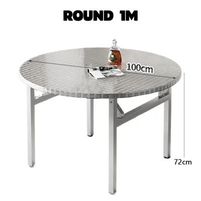 1M / 1.2M / 1.3M Stainless Steel Folding Table Banquet Table Dining Table Meja Lipat Bulat Study Function Round Table