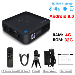 Salange P15 4K 3D Projector Android 9.0 5G Wifi Bluetooth DDR4 4GB 32GB DLP Proyector Daylight Home Theater Beamer Airpay Miracast
