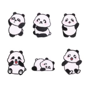 Set Of 6 Cartoon Panda Theme Patches Sticker SelfAdhesive Cloth Patches For Backpacks Hats And Clothing For Various Ages