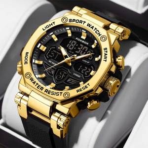 Lige x foxbox Đồng hồ nam kỹ thuật số thời trang không thấm nước Đồng hồ kiểu xưa thông thường + Hộp