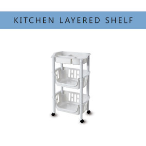 3 Layer Kitchen Rolling Utility Cart Trolley Multifunctional Fruits Vegetable Basket Shelf Organizer Easy Assembly for Bathroom Kitchen Office