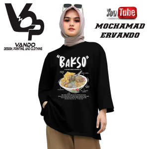 Kaos Pria Distro Lengan Panjang Bakso Urat Makanan Indonesia Hitam